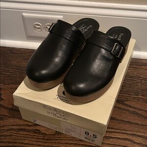 Kim Rogers Black Leather Slip-On Mules